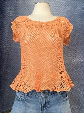 Orange Crochet Women Top